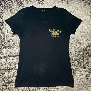 Harley-Davidson Black V-Neck Tee with Yellow Chest Logo